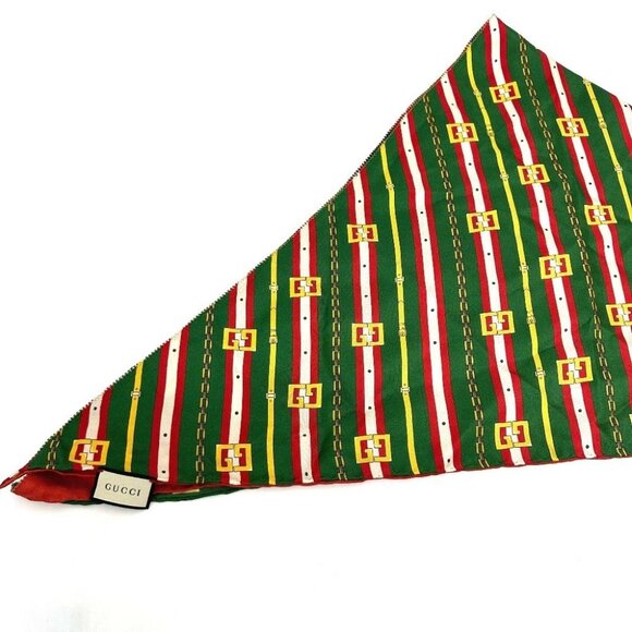 GUCCI Floral all-over pattern Flora Flower Triangle Scarf silk Multicolore - Picture 10 of 16